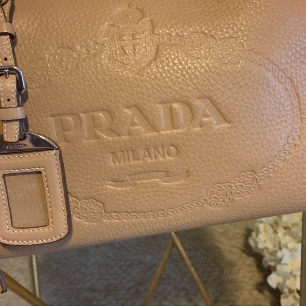 PRADA Vitello Daino Embossed Logo Bowler Shoulder Bag - Picture 2 of 16